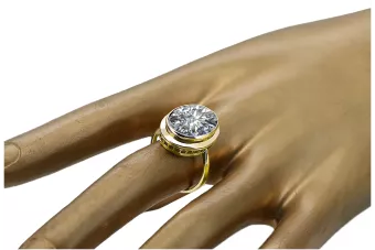 Ring Zirkon 14 Karat Gelbgold Vintage Stil vrc285y
